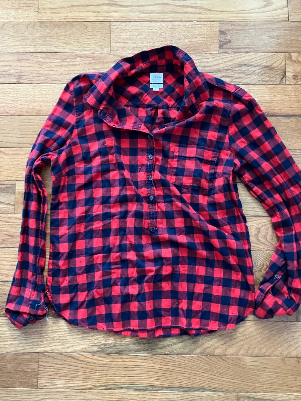 J. Crew Factory Women’s Bundle of 2 Gray and Red Perfect Flannel Shirt - Large - Picture 2 of 9